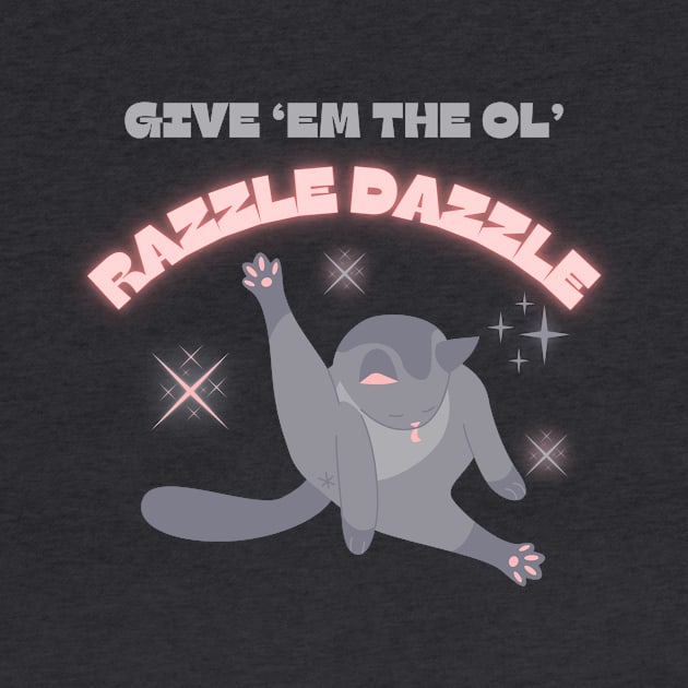 Cat Shirt 'Give 'Em The Ol' Razzle Dazzle' Graphic Tee, Funny Licking Cat Design, Casual Wear Unique Gift for Cat Lovers by TeeGeek Boutique